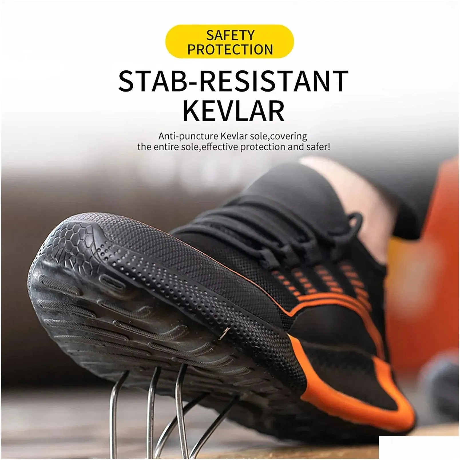 Safety Shoes Large Size 50 Mens Shatterproof Steel Perforated Toe Caps Non Destructible Lightweight Breathable Sports Work Drop Delive Dhs9F