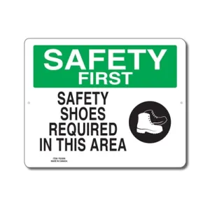 SAFETY SHOES REQUIRED IN THIS AREA - SAFETY FIRST SIGN