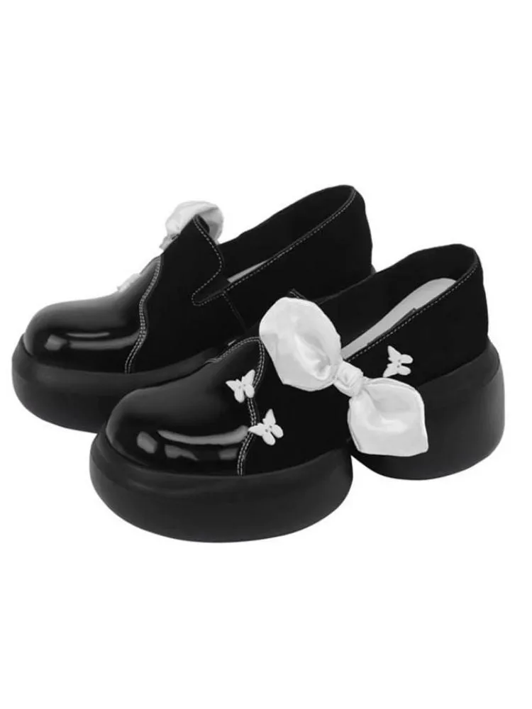 Side Ribbon Butterfly Platform Loafers【s0000002780】