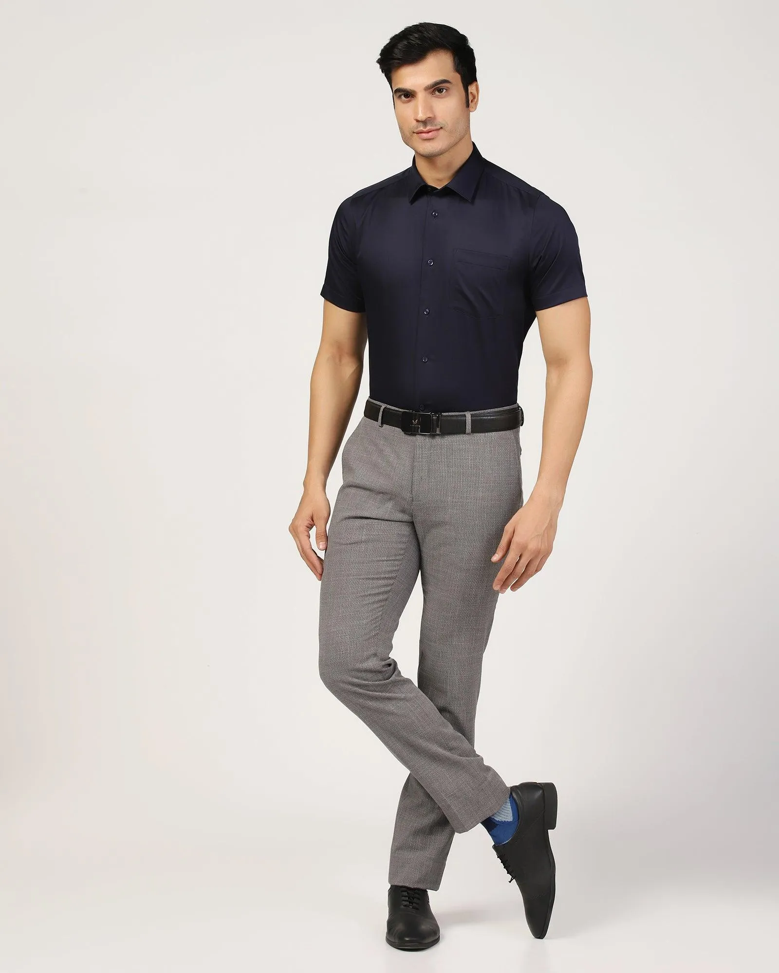 Slim Fit B-91 Formal Black Textured Trouser - Harley