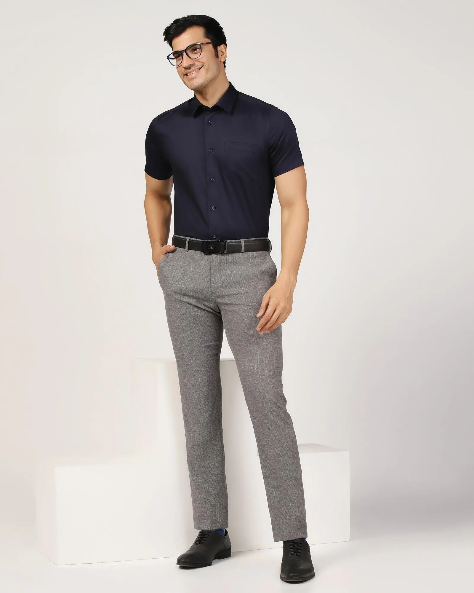 Slim Fit B-91 Formal Black Textured Trouser - Harley