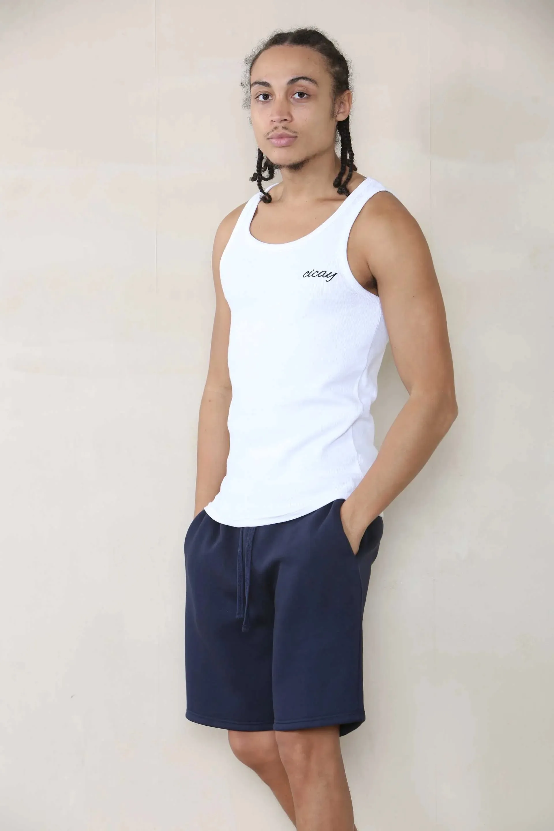 Slim Mid Length Jersey Short - Navy