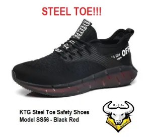 Steel Toe Sports Safety Shoes - Model SS56 - Black Red