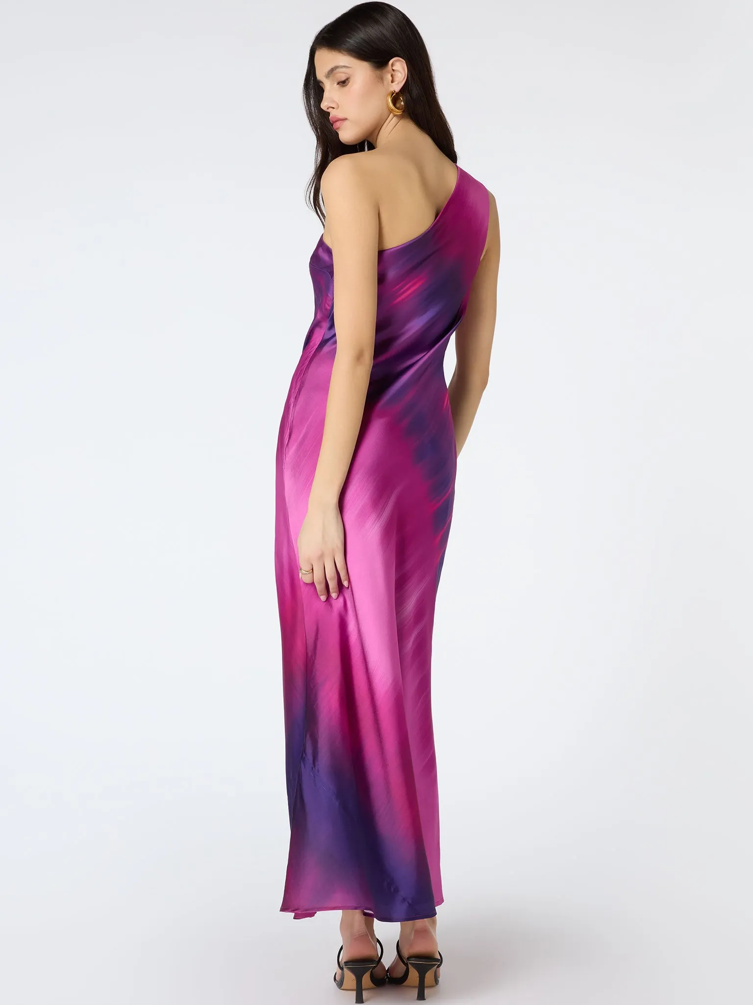 Uma One Shoulder Dress in Purple Ombré