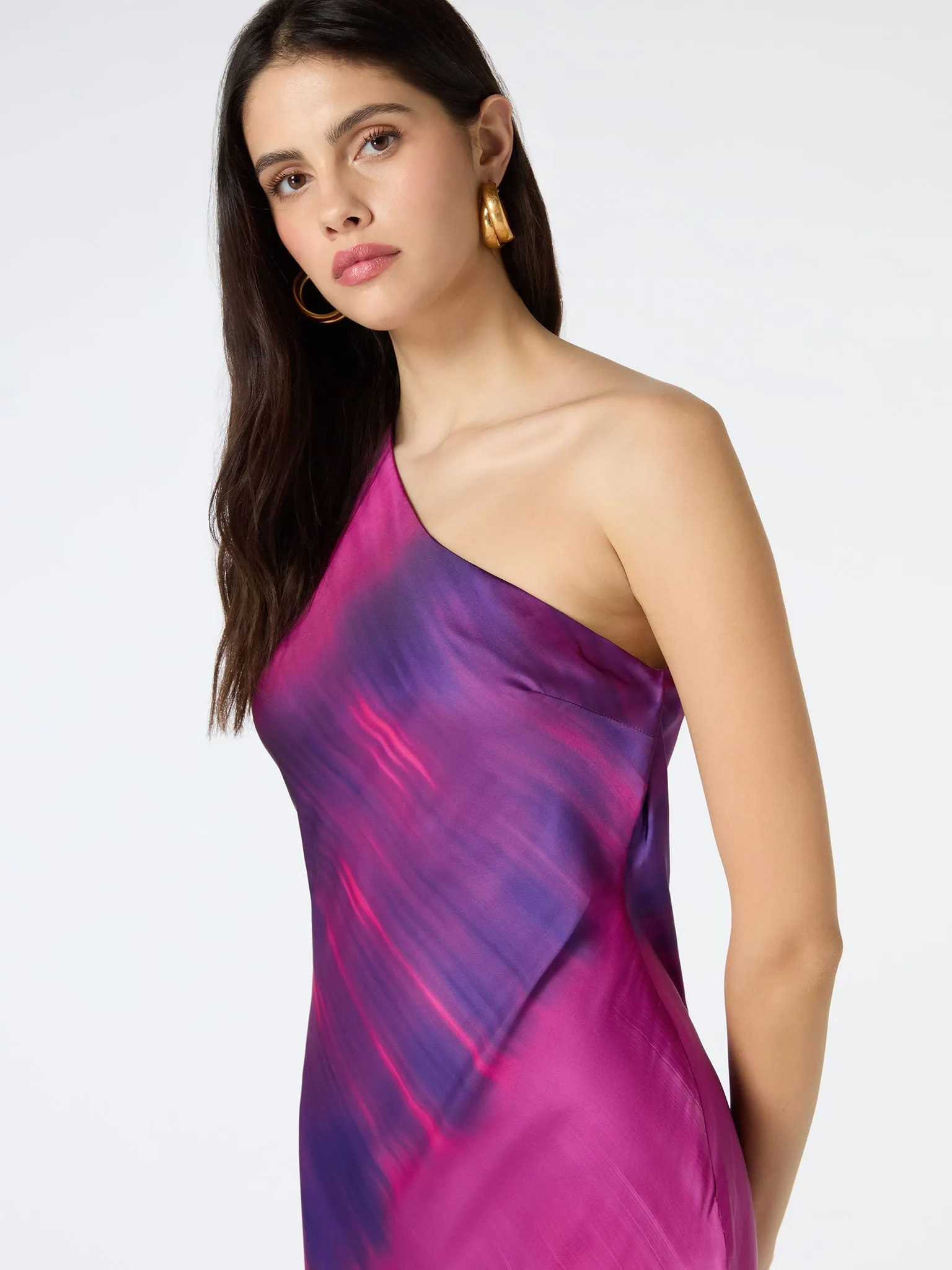 Uma One Shoulder Dress in Purple Ombré